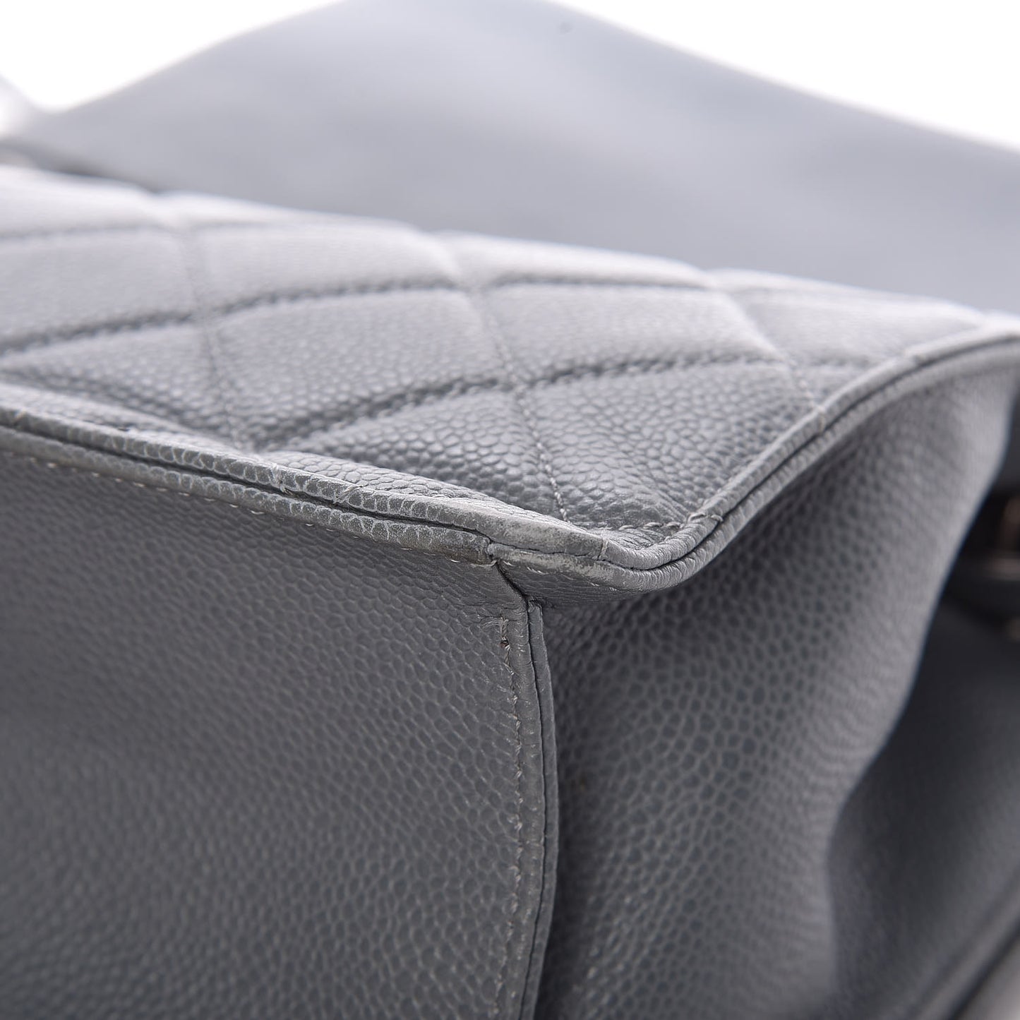 Caviar Quilted Large Retro Class Flap Grey
