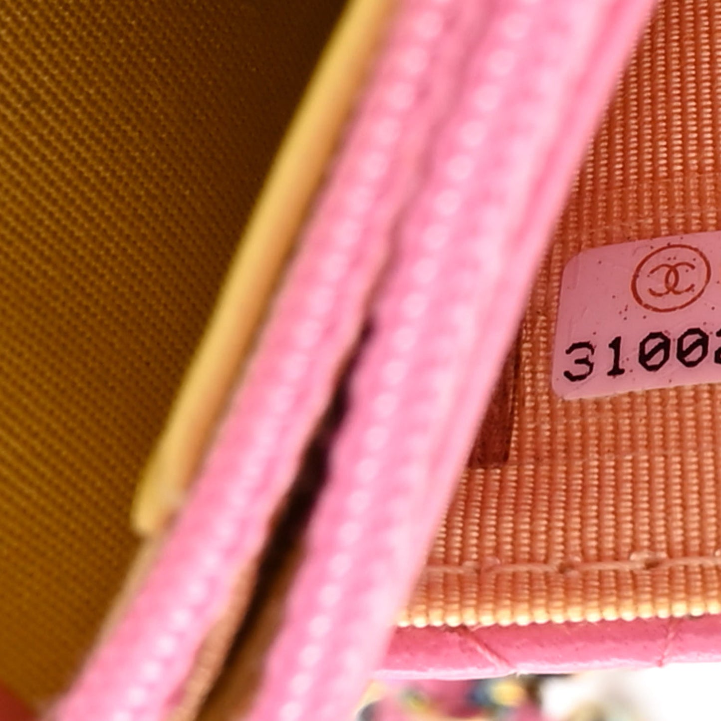 Lambskin Quilted Wallet On Chain WOC Pink Yellow