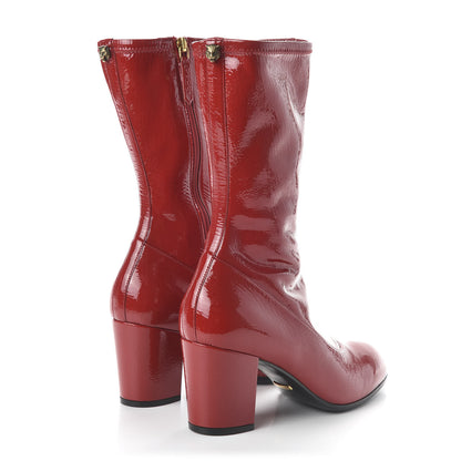 Gucci Patent Calfskin Stretch Boots 39 Hibiscus Red 4 of 8