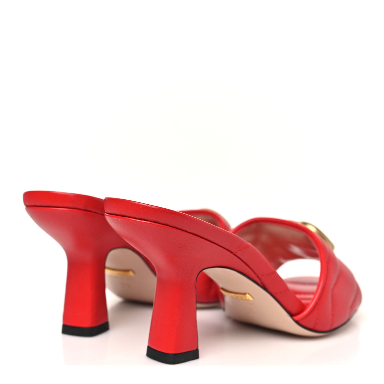 Gucci Nappa Matelasse GG Marmont 75mm Slide Sandals 35 Maple Red 5 of 10