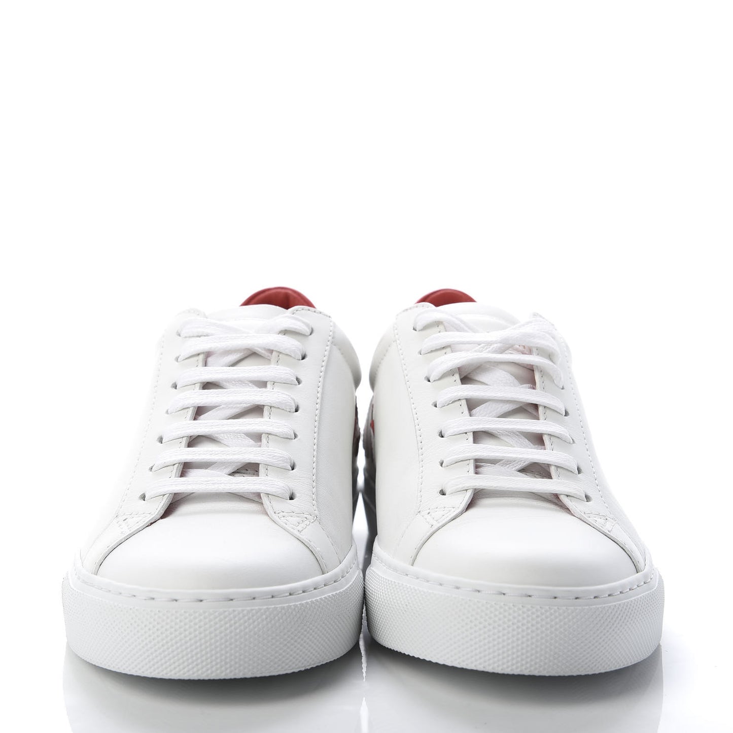Calfskin Reverse Logo Womens Urban Street Sneakers 36.5 White Red