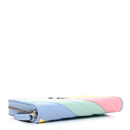 Gucci Calfskin Matelasse Diagonal GG Marmont Zip Around Wallet Multicolor Pastel 3 of 4