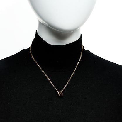 Cartier 18K Pink Gold Ceramic Diamond Three Ring LOVE Pendant Necklace 2 of 5