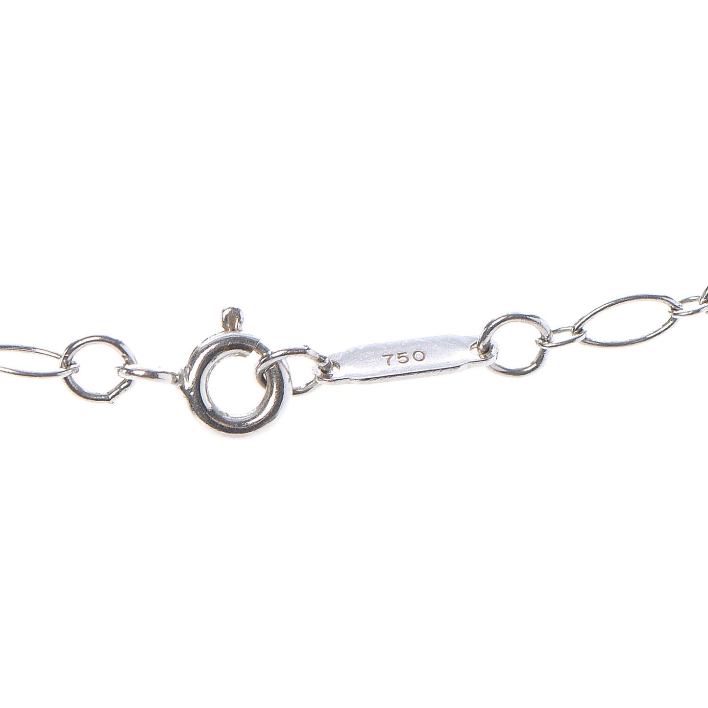 18K White Gold Diamond Mini Heart Key Charm Pendant Link Necklace