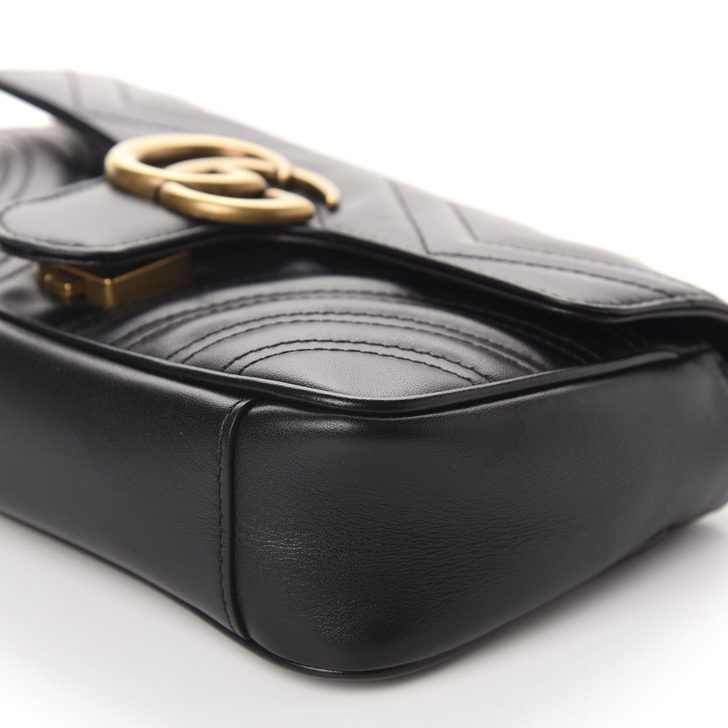 Calfskin Matelasse Mini GG Marmont Shoulder Bag Black