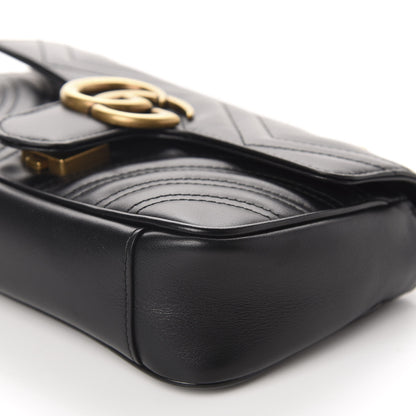 Gucci Calfskin Matelasse Mini GG Marmont Shoulder Bag Black 7 of 10