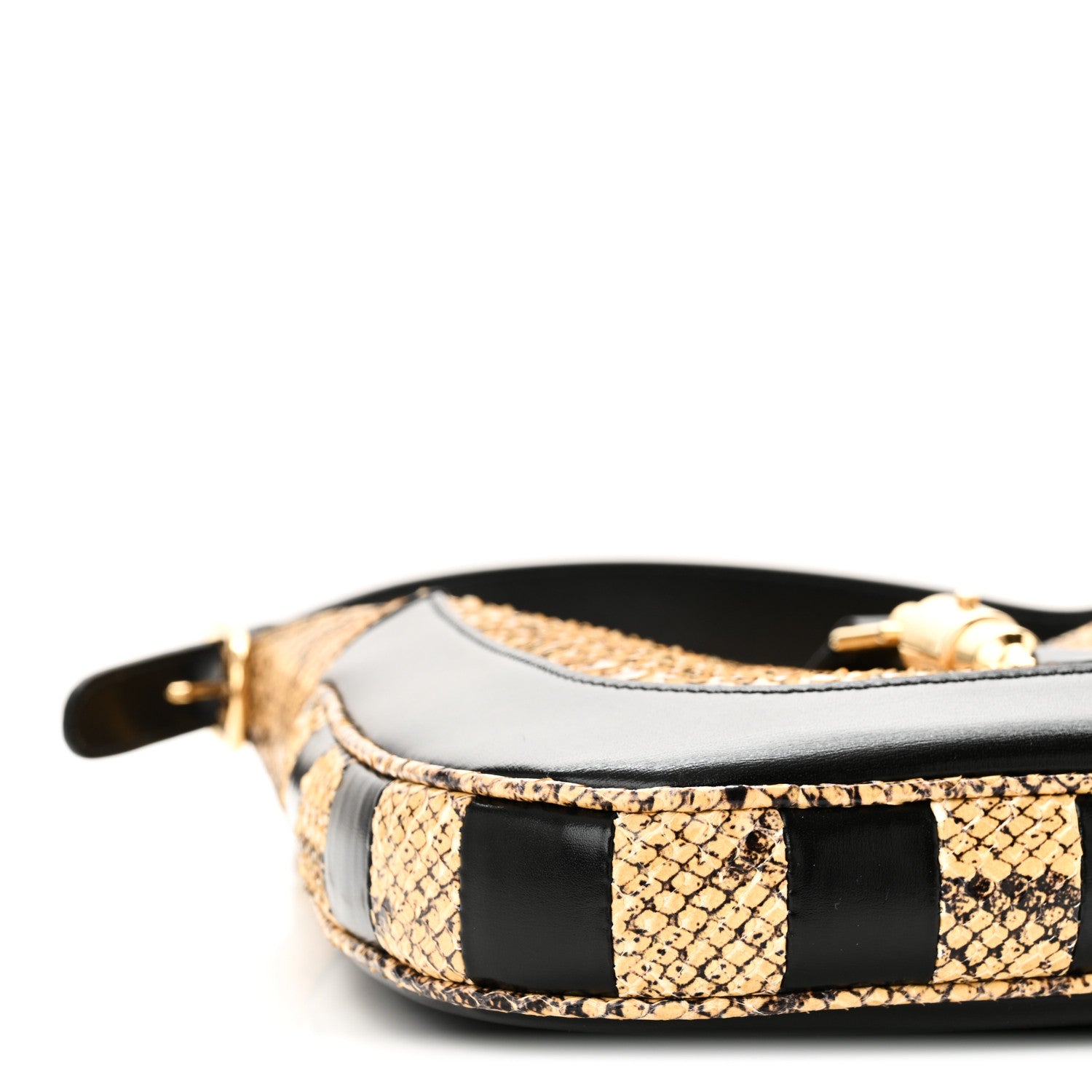 Gucci Snakeskin Calfskin Small Jackie 1961 Hobo Beige Black 9 of 10