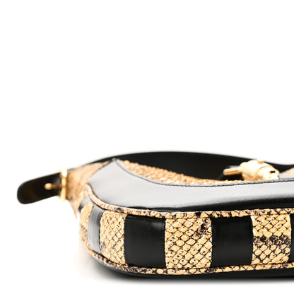 Gucci Snakeskin Calfskin Small Jackie 1961 Hobo Beige Black 9 of 10