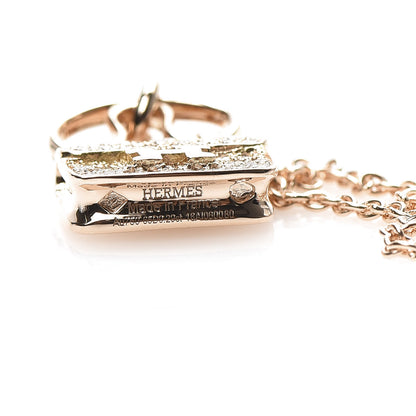 Hermes 18K Rose Gold Diamond Constance Amulette Pendant Necklace 4 of 6