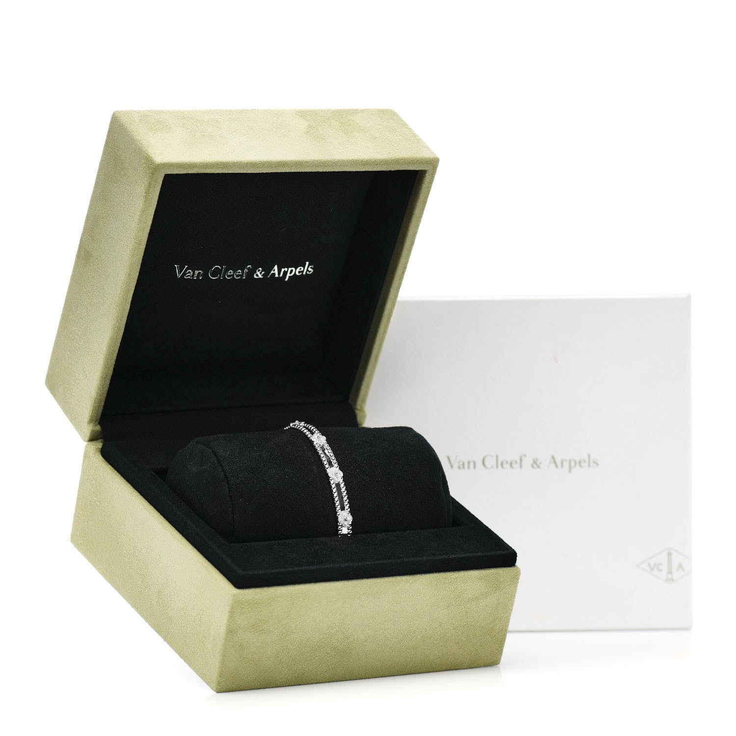Van Cleef & Arpels 18K White Gold Diamond Perlee Sweet Clovers Bracelet M 4 of 4