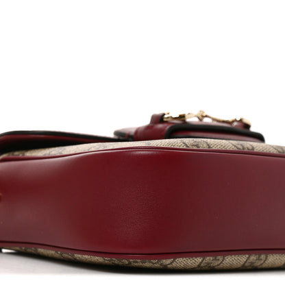 Gucci GG Supreme Monogram Horsebit 1955 Soft Small Shoulder Bag Beige Ebony Rosso Ancora 9 of 10