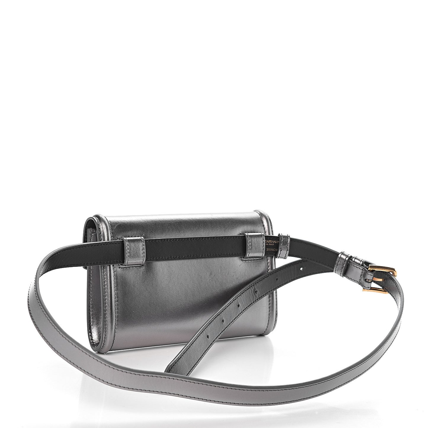 Metallic Agnello Vitello Devotion Belt Bag 95 38 Argento Scuro