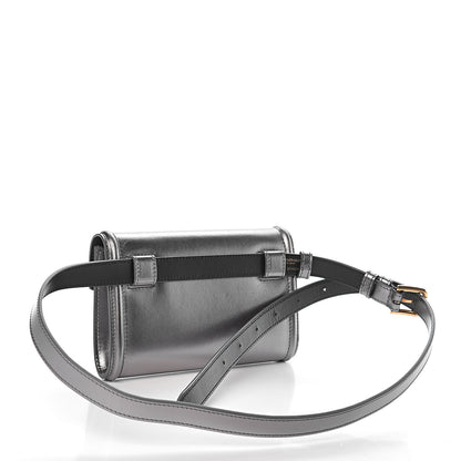 Dolce & Gabbana Metallic Agnello Vitello Devotion Belt Bag 95 38 Argento Scuro 3 of 11