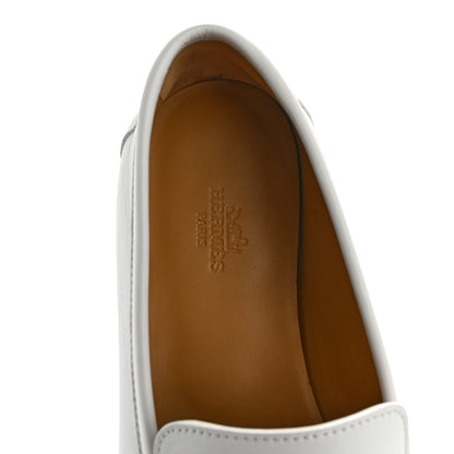 Hermes Calfskin Womens Colette Loafers 37.5 White 7 of 10