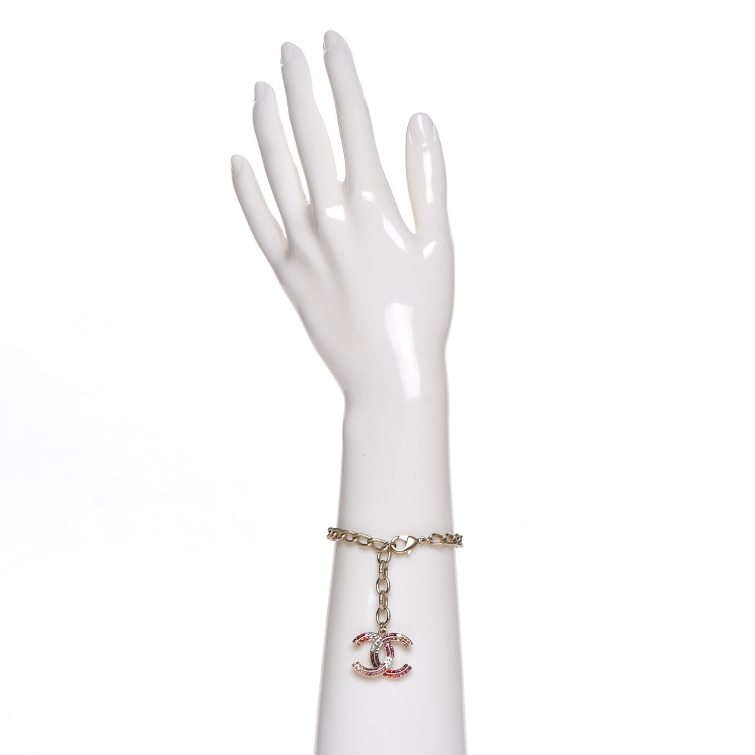 Chanel Baguette Crystal CC Bracelet Gold Fuchsia Purple 2 of 8