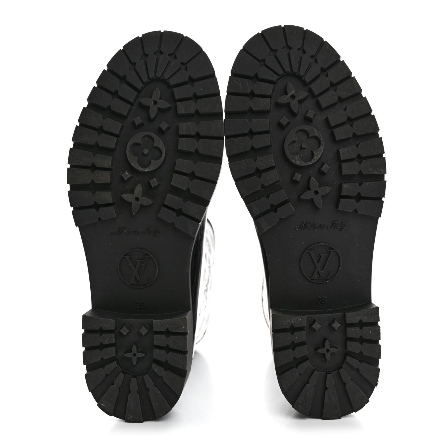 Rubber Embossed Monogram Drops Flat Half Boots 38 Black