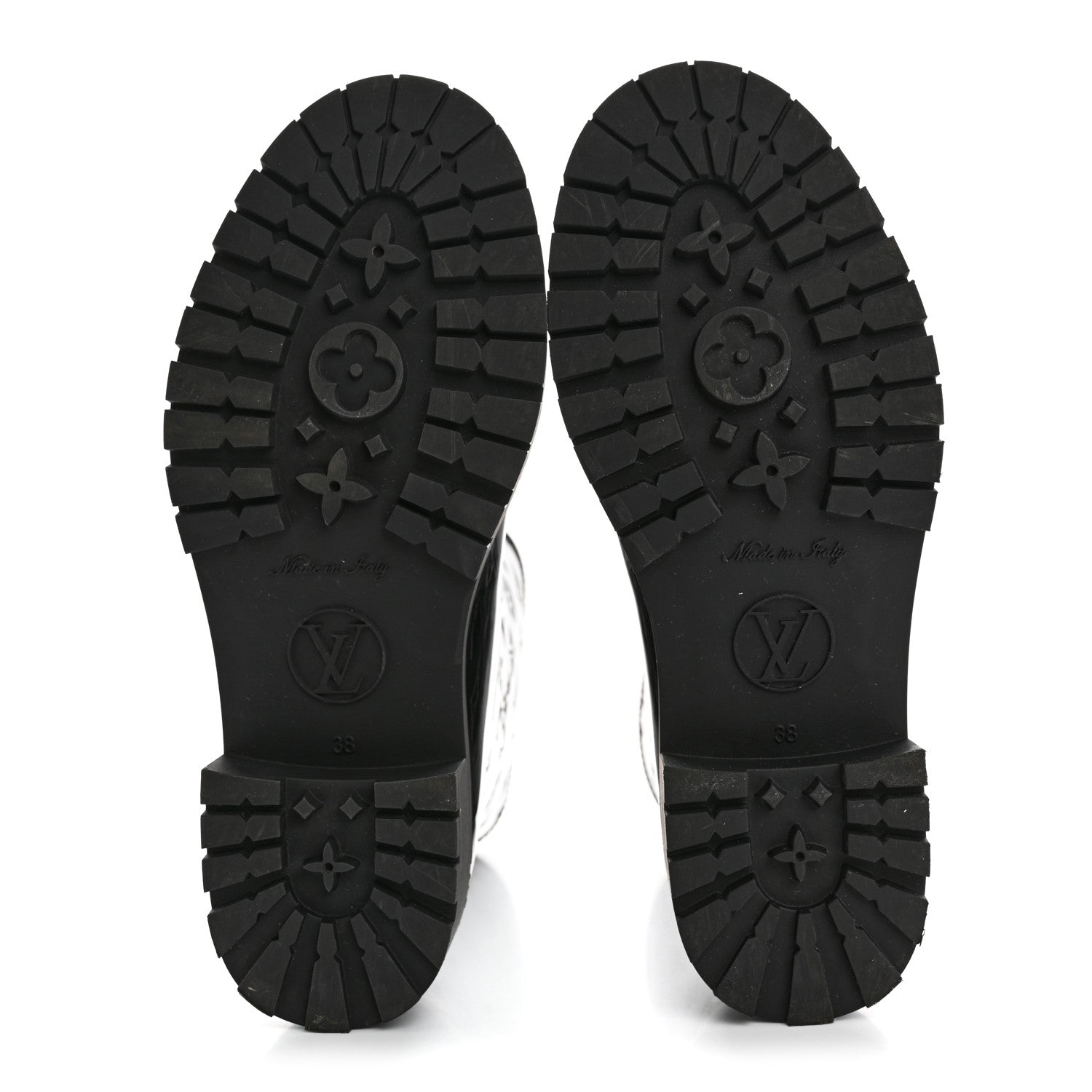 Louis Vuitton Rubber Embossed Monogram Drops Flat Half Boots 38 Black 5 of 9