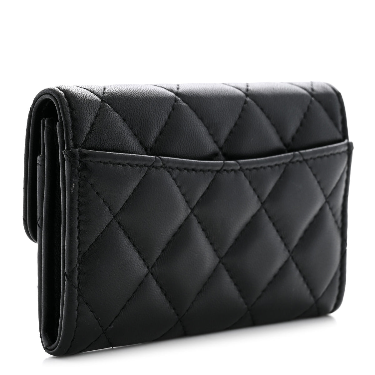 Chanel Lambskin Quilted Flap Card Holder Wallet Black 3 of 8