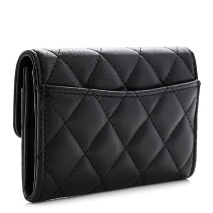 Chanel Lambskin Quilted Flap Card Holder Wallet Black 3 of 8