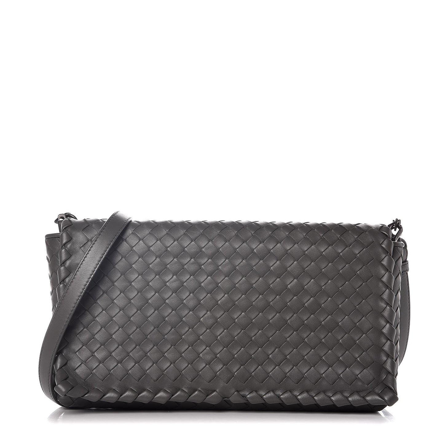 Nappa Intrecciato Dahlia Clutch Crossbody Light Grey