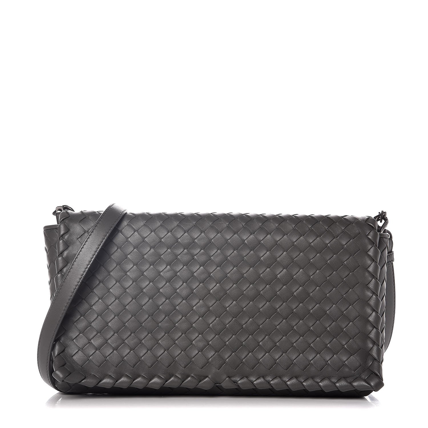 Bottega Veneta Nappa Intrecciato Dahlia Clutch Crossbody Light Grey 1 of 13