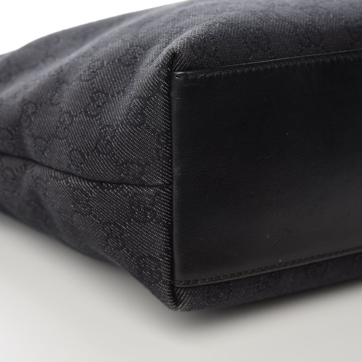 Denim Monogram Chain Bucket Tote Black