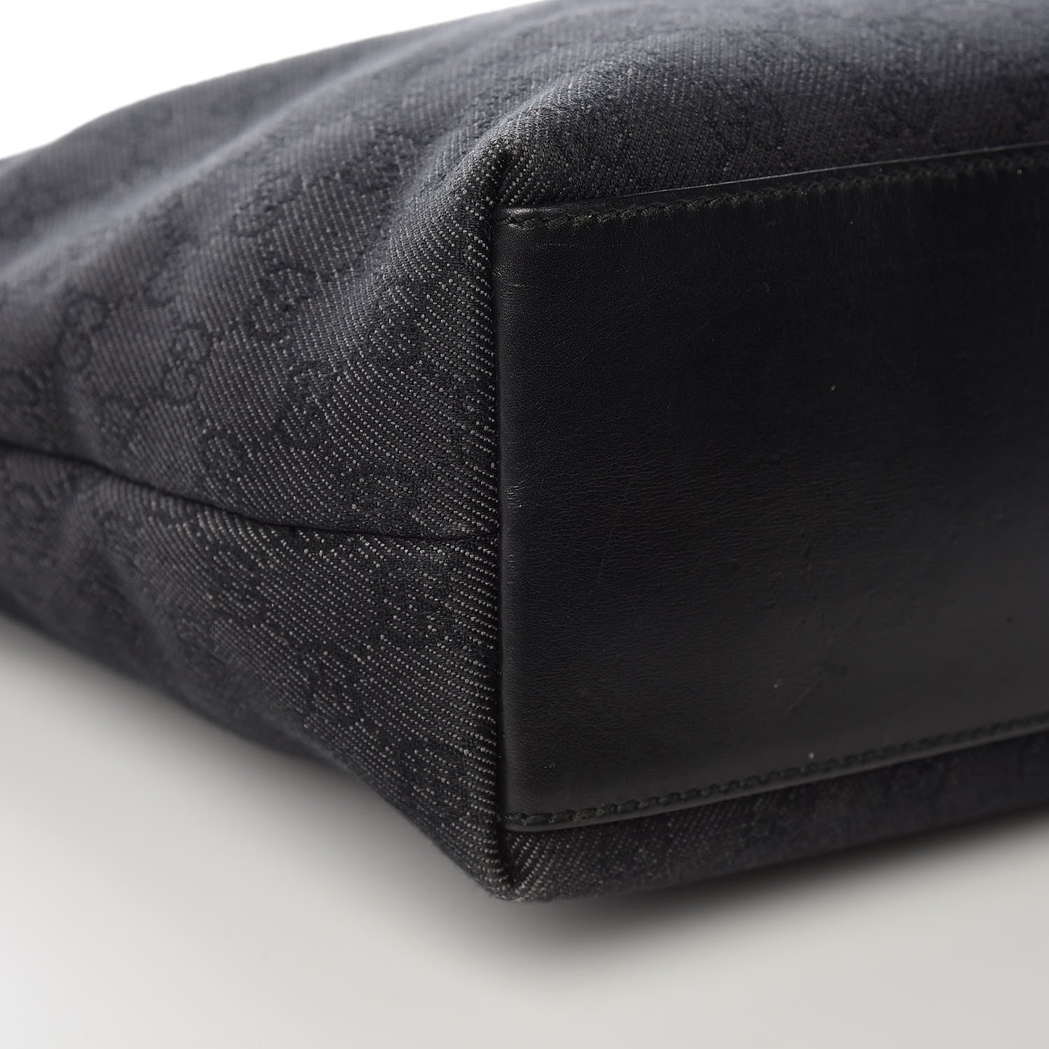 Gucci Denim Monogram Chain Bucket Tote Black 15 of 16