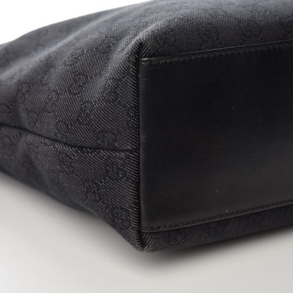 Gucci Denim Monogram Chain Bucket Tote Black 15 of 16
