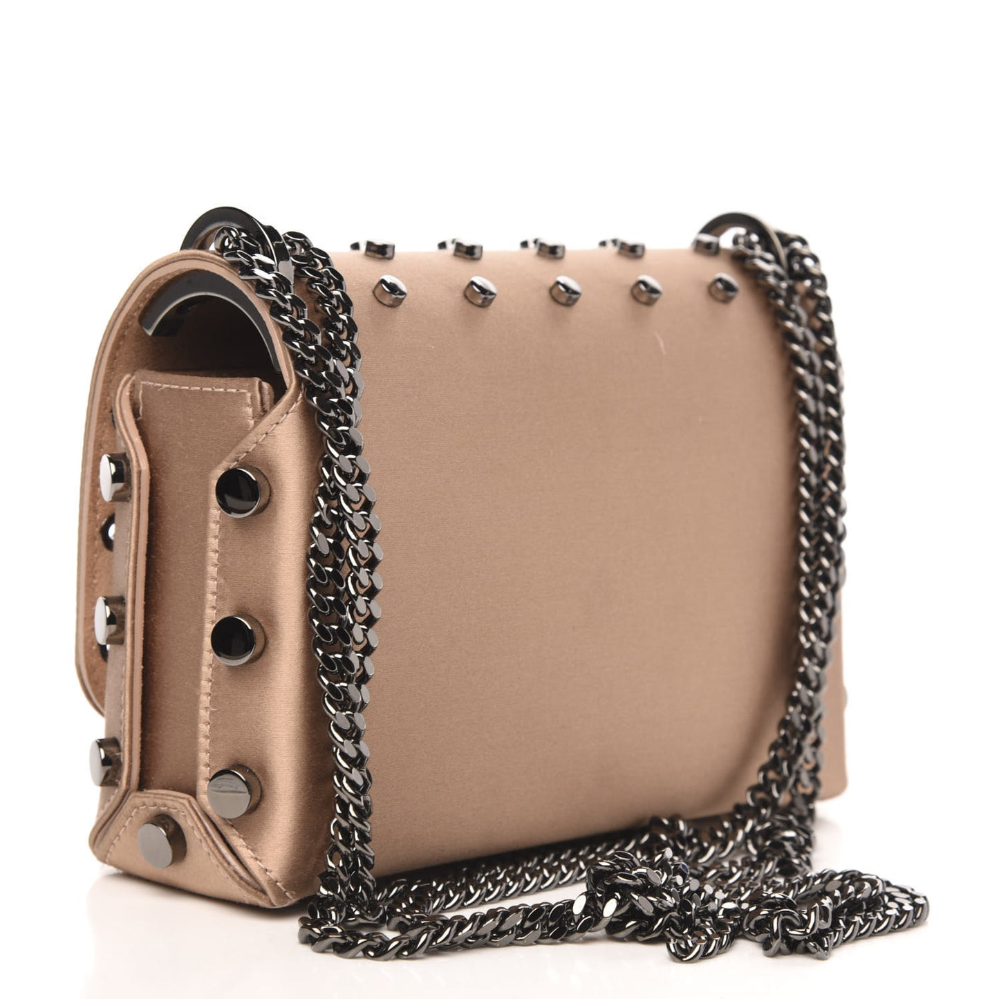 Satin Studded Lockett Petite Shoulder Bag Ballet Pink