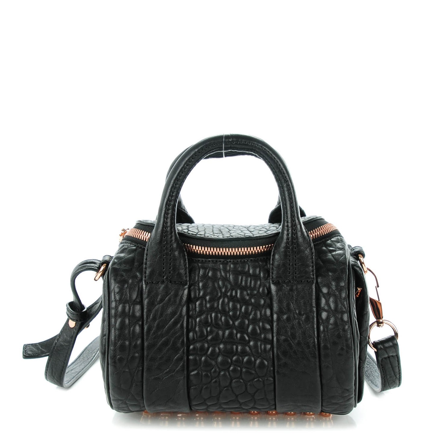 Pebbled Lambskin Mini Rockie Black Rose Gold Hardware