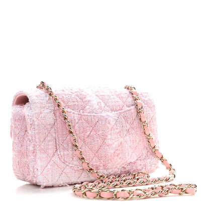 Chanel Tweed Quilted Mini Rectangular Flap Light Pink White 3 of 9