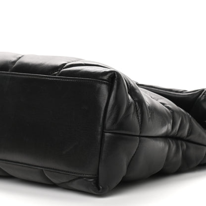 Saint Laurent Lambskin Quilted Medium Loulou Puffer Monogram Chain Satchel Black 9 of 9