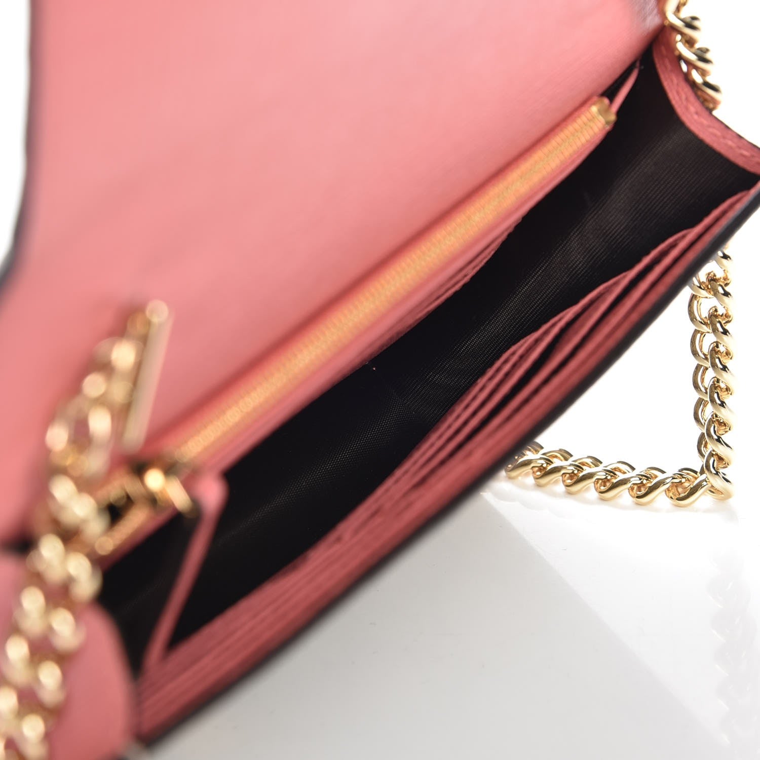 Gucci GG Supreme Monogram Face Embroidered Chain Wallet Pink 5 of 7
