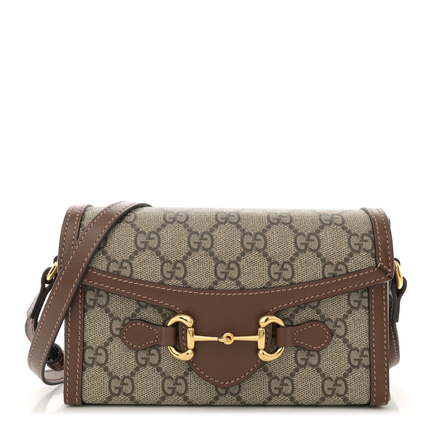 GG Supreme Monogram Mini Horsebit 1955 Shoulder Bag Beige Brown Sugar