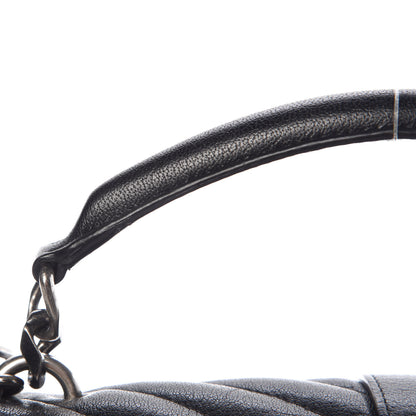 Saint Laurent Sheepskin Matelasse Chevron Monogram Medium College Bag Black 14 of 14