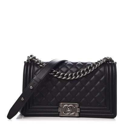 Chanel Lambskin Quilted Medium Boy Flap Black 1 of 8