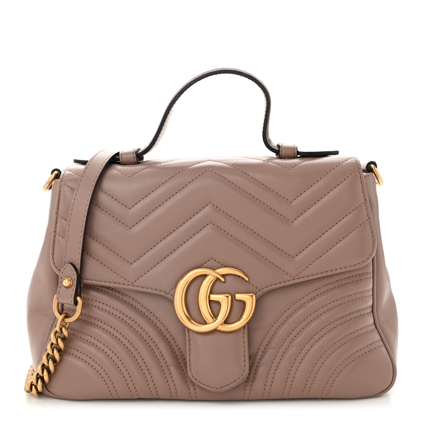 Calfskin Matelasse Small GG Marmont Top Handle Shoulder Bag Porcelain Rose