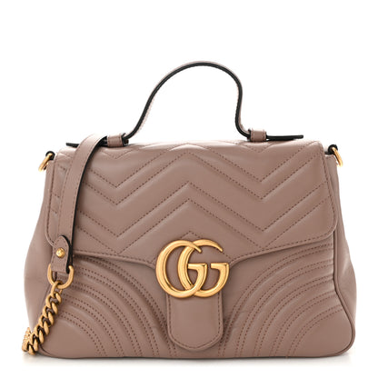 Gucci Calfskin Matelasse Small GG Marmont Top Handle Shoulder Bag Porcelain Rose 1 of 11