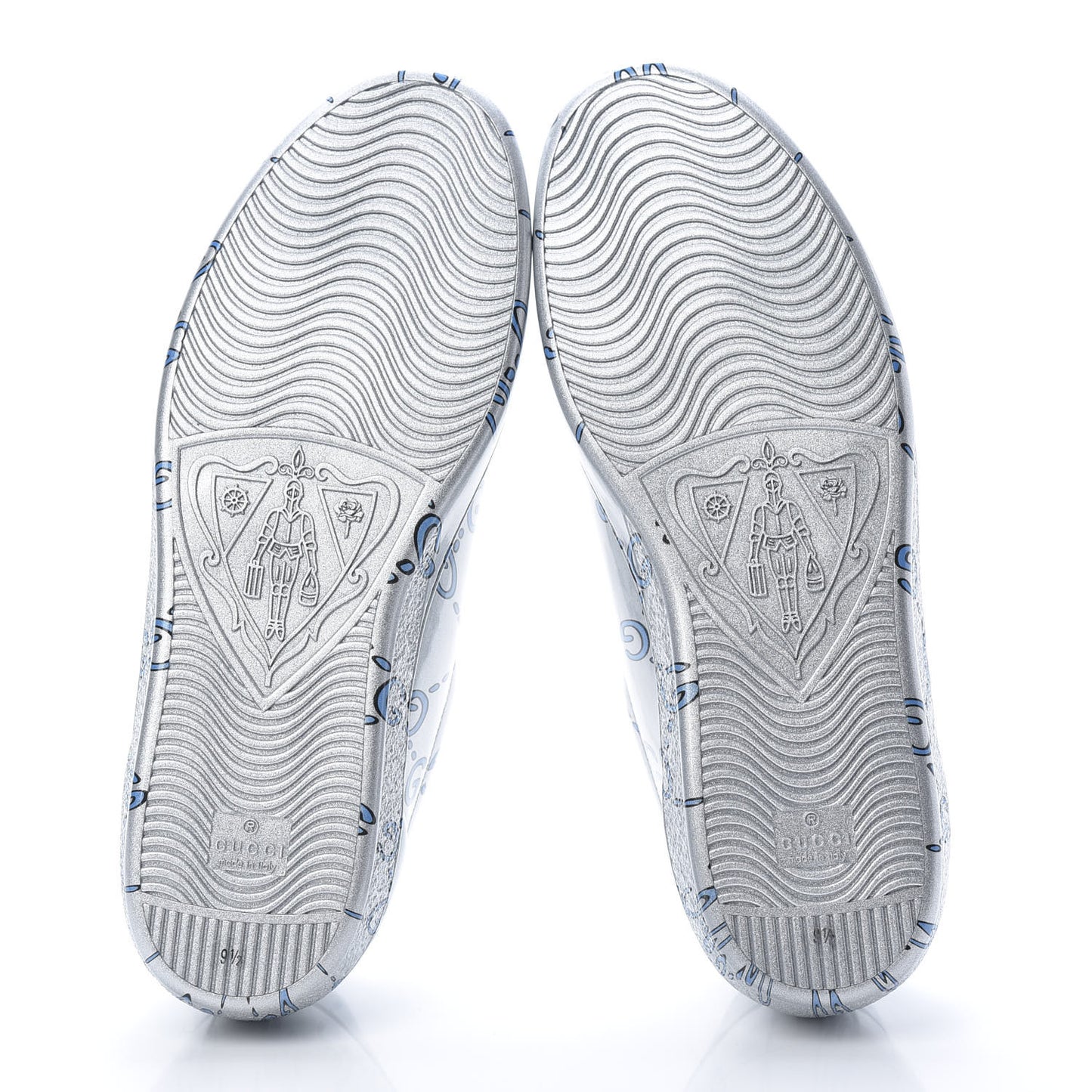 Miro Rubber Wax GucciGhost Print Mens New Ace Sneakers 9.5 Silver