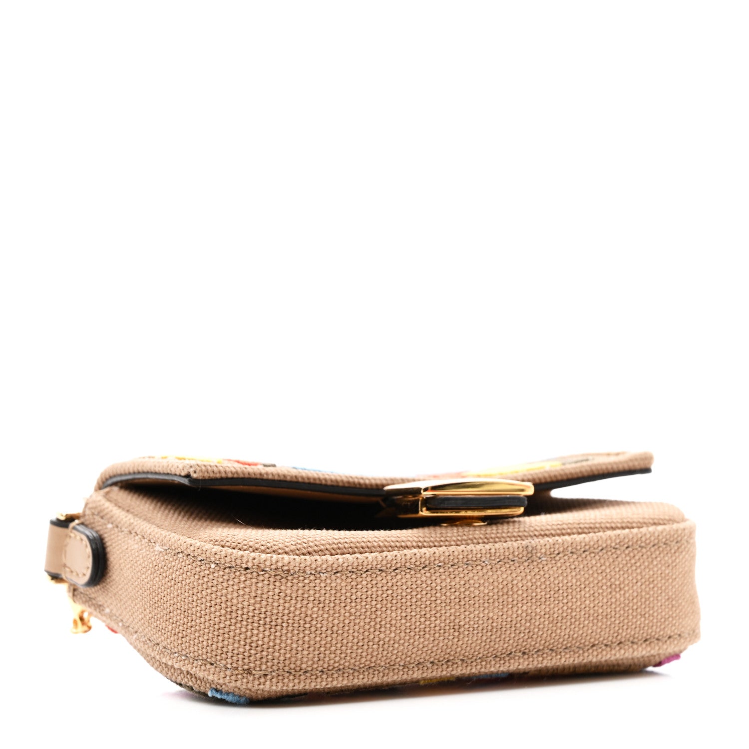 Fendi Canvas Vitello King FF Multicolor Embroidered Nano Baguette Charm Multicolor Cuoio 4 of 10