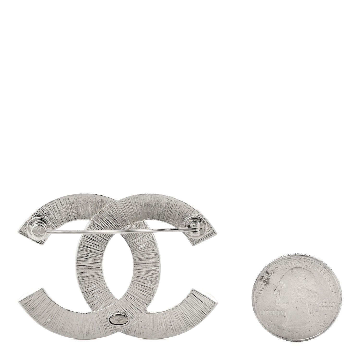 Chanel Baguette Crystal CC Brooch Silver 2 of 4