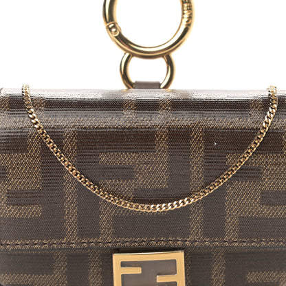 Fendi Glazed Fabric FF 1974 Nano Baguette Charm Mogano Panna 8 of 12