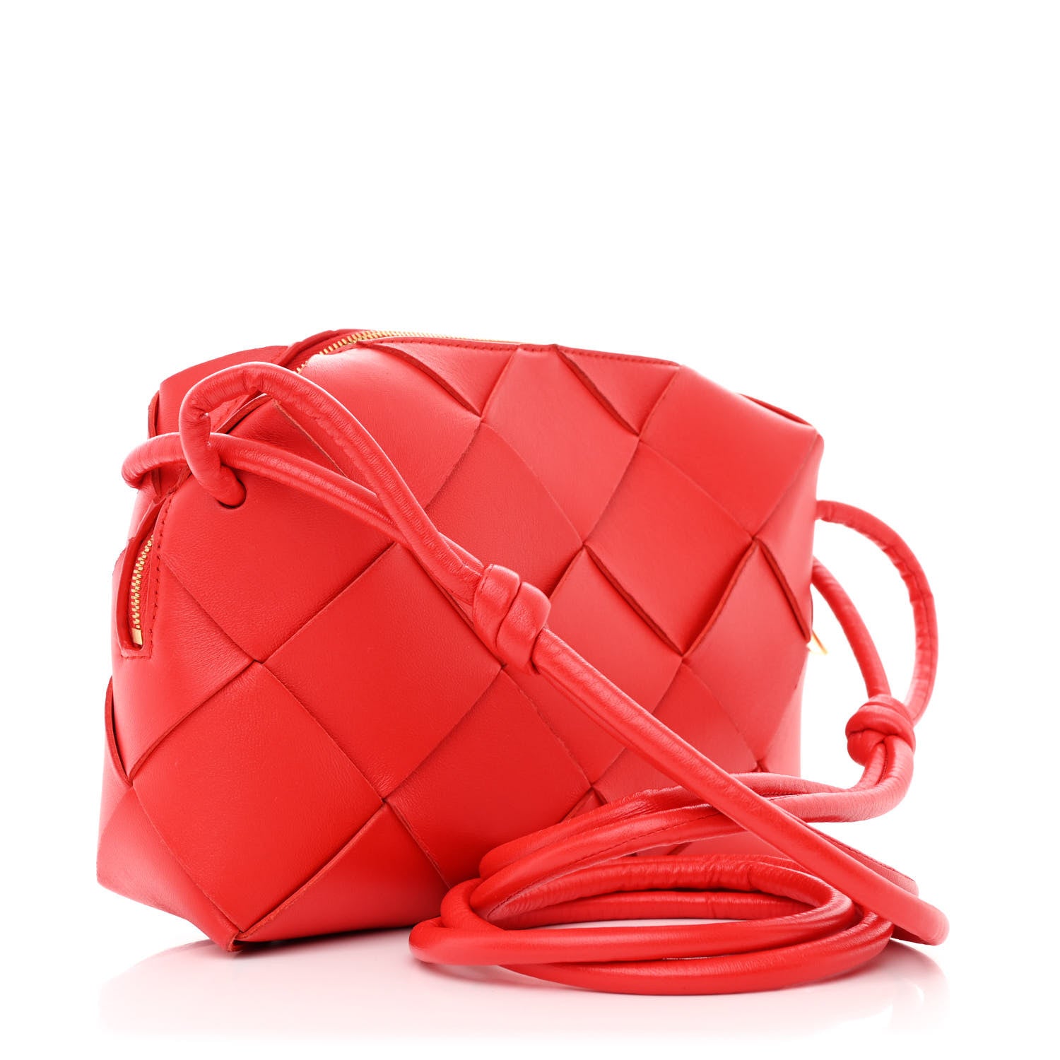 Bottega Veneta Lambskin Maxi Intrecciato Small Cassette Camera Bag Bright Red 3 of 9
