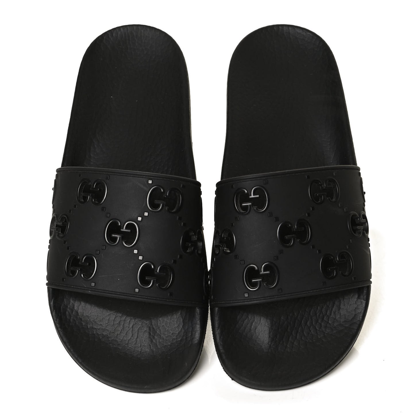 Rubber GG Monogram Perforated Womens Slide Sandals 38 Black