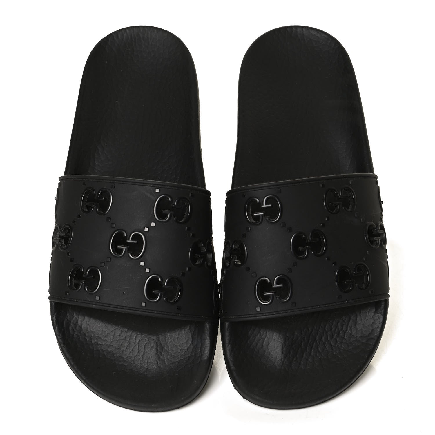 Gucci Rubber GG Monogram Perforated Womens Slide Sandals 38 Black 5 of 12