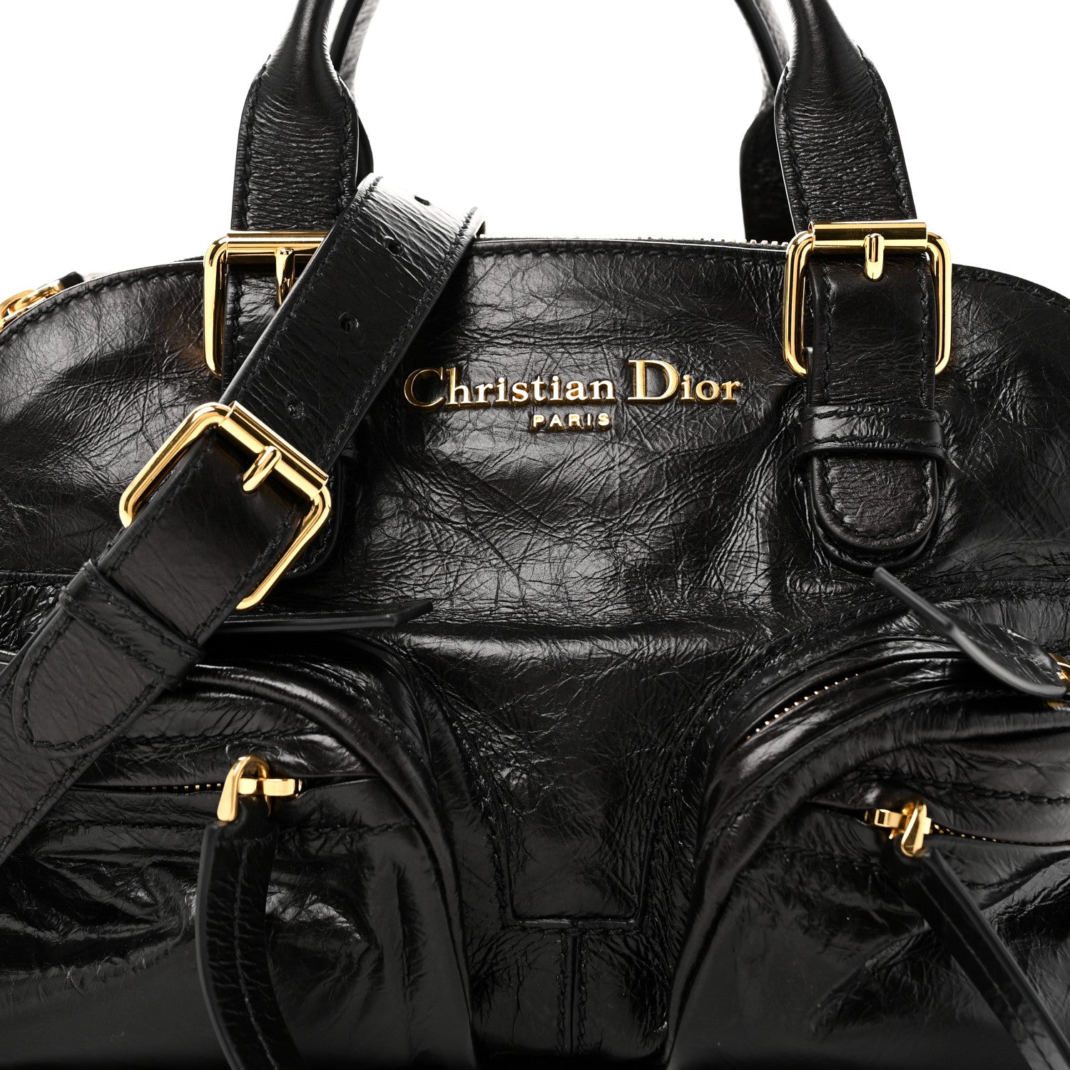 Christian Dior Crinkled Calfskin Small Grand Tour Bowling Bag