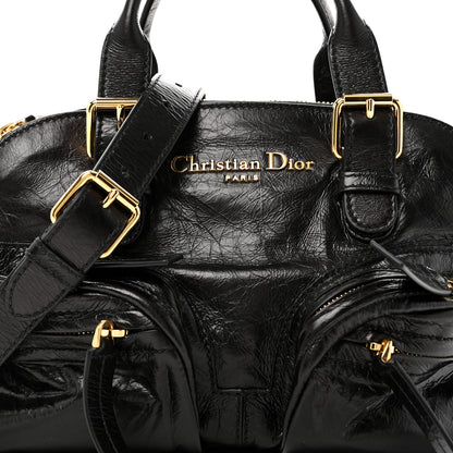 Christian Dior Crinkled Calfskin Small Grand Tour Bowling Bag Black 10 of 12