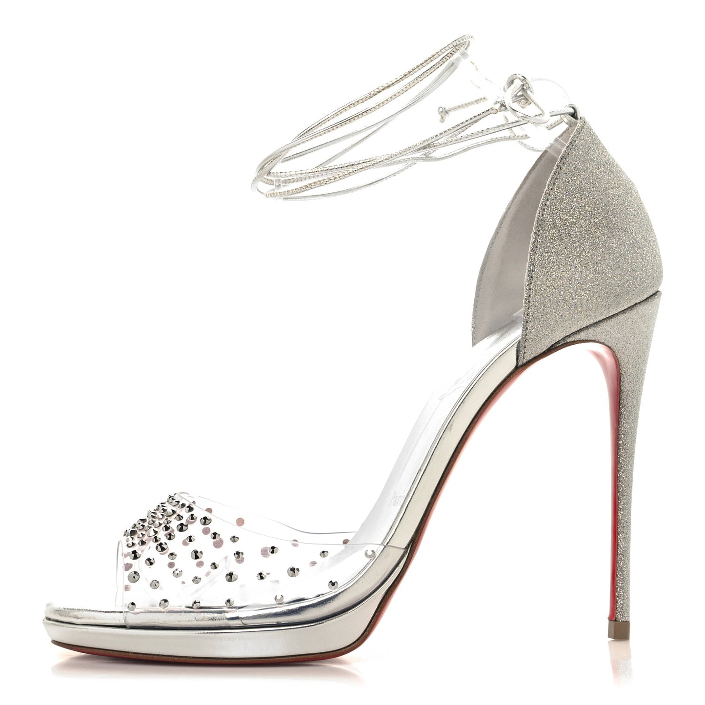 PVC Glitter Crystal Degratina Frou 120 Pumps 38.5 Silver