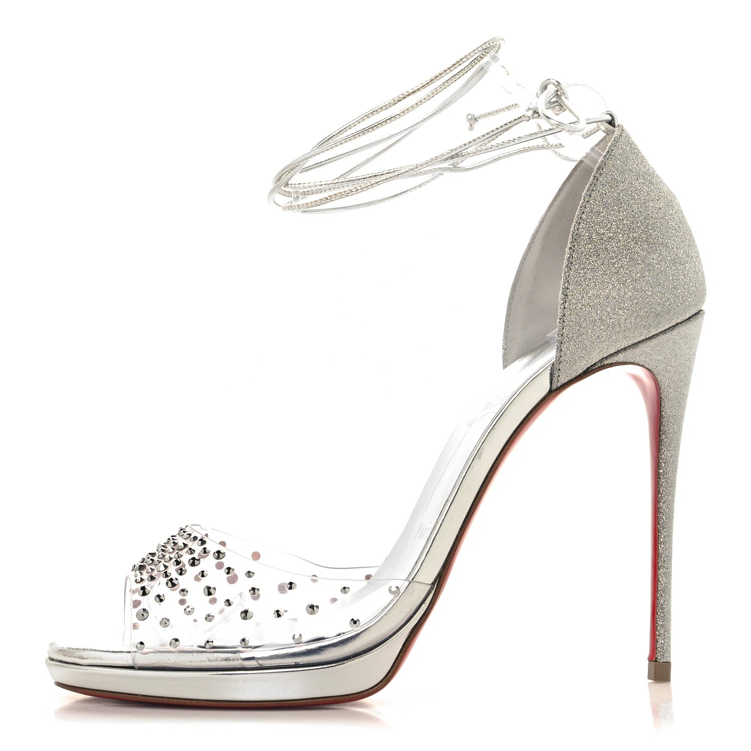 Christian Louboutin PVC Glitter Crystal Degratina Frou 120 Pumps 38.5 Silver 1 of 8