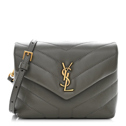 Saint Laurent Calfskin Y Quilted Monogram Toy Loulou Crossbody Bag Grey Kaki 1 of 12